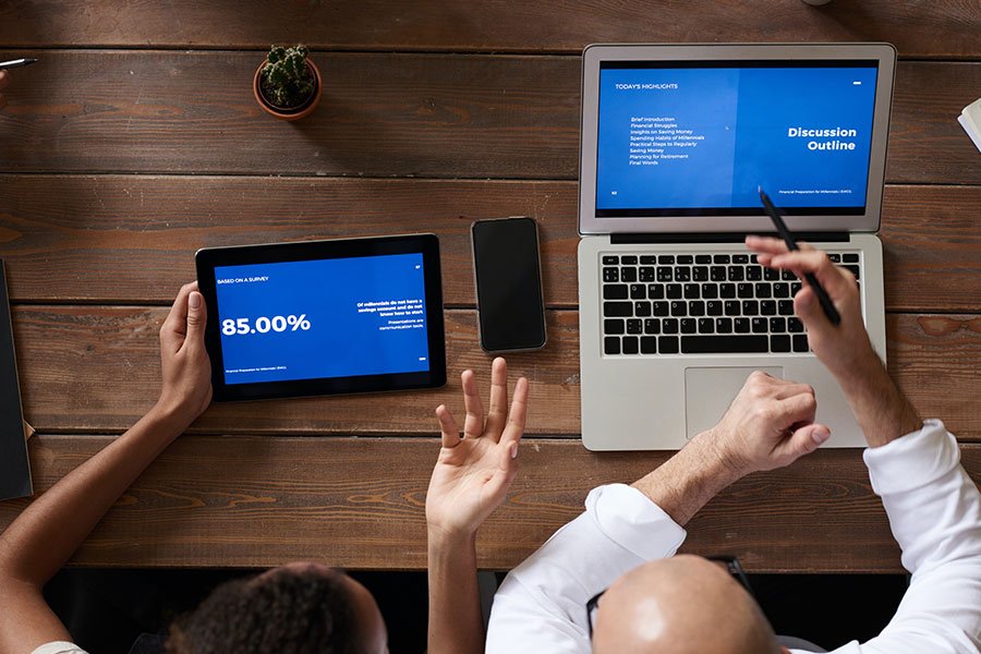 People working on computer